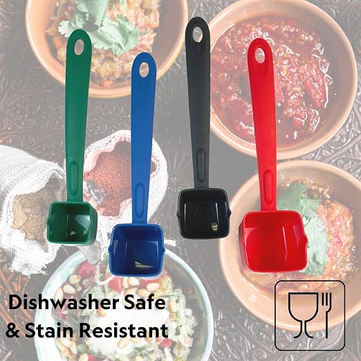 Cook's Rite-Size Solid Square Server Set of Portion Control Utensils, Copolymer Plastic Heat Resistant Professional Cooking Spoons, (Set of 4 Servers in Various Sizes and Colors)