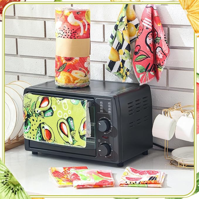 36 Pack Fruit Reusable Cleaning Cloths Washable Cotton Kitchen Towels for Home (Fresh Color)