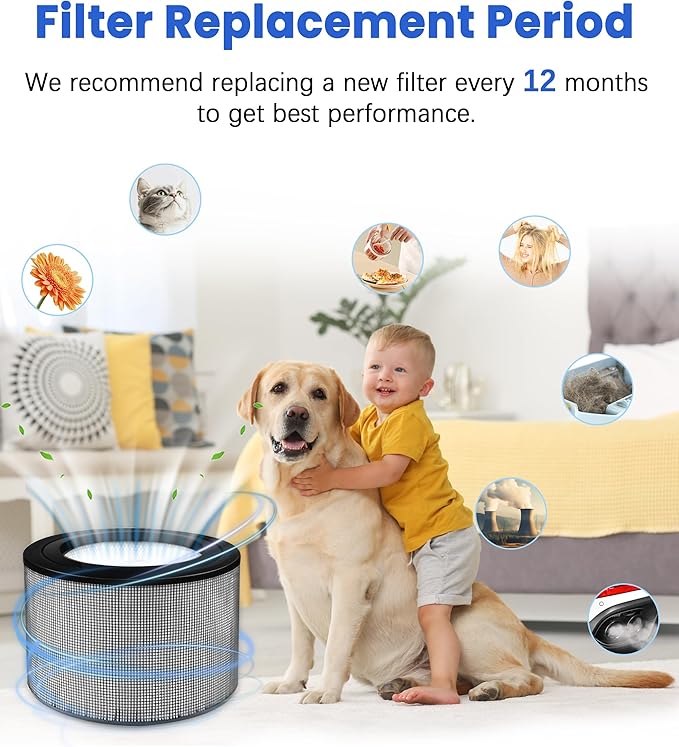 Facecool 50250 True HEPA Filter Compatible with Honeywell 50250-S Air Filter, Part #24000 & 24500, with 1 H13 Hepa + 2 Carbon Pre-Filters