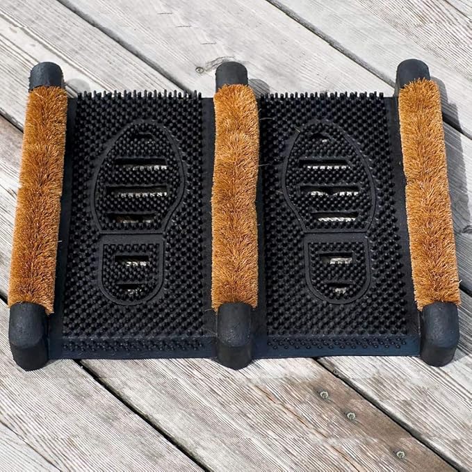 NINAMAR Mud Scrubber Rubber Brush Mat - Scrub & Scrape Muddy Shoes - 2 Pack