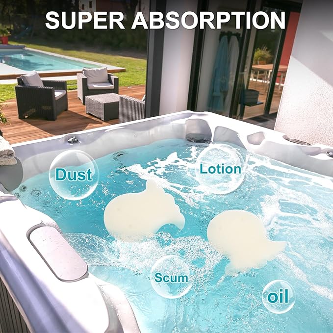 M METERXITY 2-Pack Hot Tub Scum Absorber, 12.5x11.3 Cm/4.9x4.4 Inch Sponge Octopus Pattern Scum Balls for Spa, Bathtub and Swimming Pool to Soak Up Oils Bathtub Accessories [White]