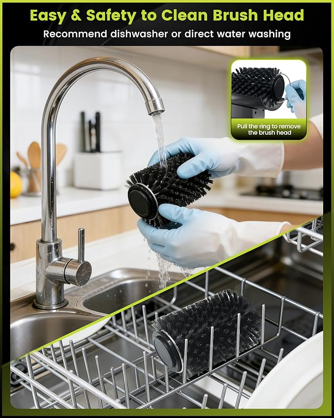 3-in-1 Electric Grill Brush for Outdoor Grill, Cordless Rechargeable BBQ Grill Cleaning Brush with Adjustable 3 Speeds,1.5HR Runtime, IPX7 Waterproof, Heat Resistant - Valentine Gifts for Men