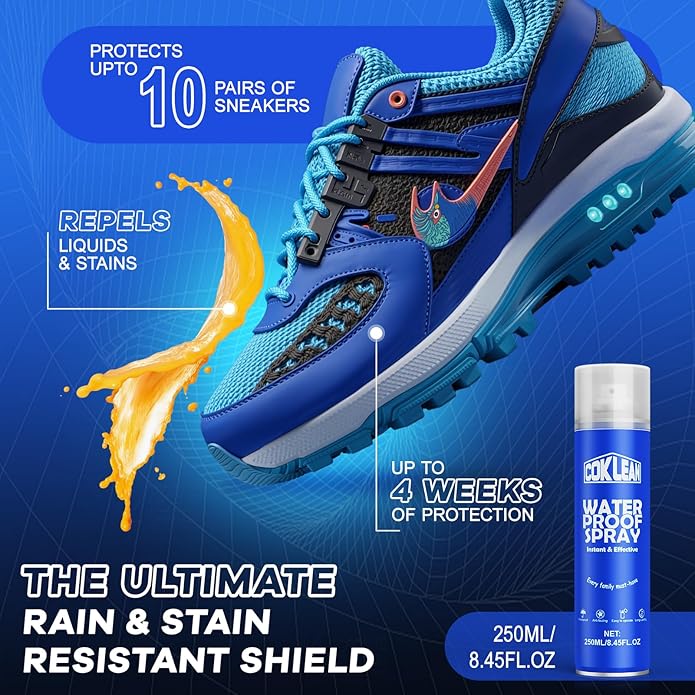 Shoe Protector Spray, Rain & Stain Waterproof Spray 8.45 OZ Nano Protectant for Sneaker, Nubuck, Canvas, Suede Shoes