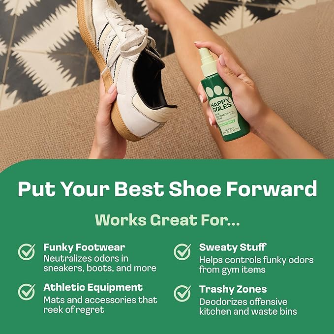 Shoe Deodorizer Spray for Gym Gear & Smelly Shoes Caused by Stinky Feet - Strong Odor Fighter for Sneakers, Boots, and Sandals - Fresh Smell, Refreshing Shoe Spritz 4oz (Lemongrass)