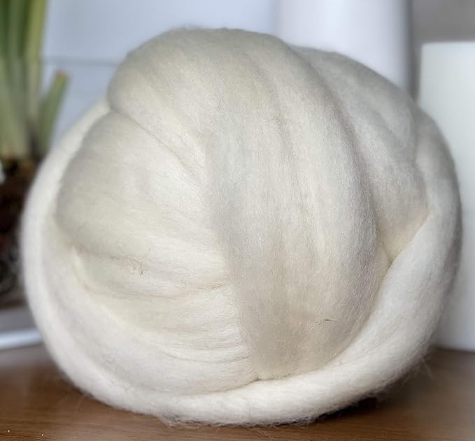 Natural Wool Bulk roving, 4 lb. Best Wool for Spinning, arm Knitting, Felting, Chunky Blankets and Tapestry. Natural Colors, un-Dyed. (Ecru, 4 lb)