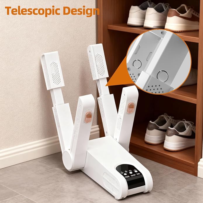 Boot Dryer for Work Boots, Electric Shoe Dryer 4 Drying Ports, Adjustable Telescopic, Portable Boot Dryer have Automatic Shut-Off Timer, Boots Warmer for Work Boots, Sneakers, Gloves, Helmets