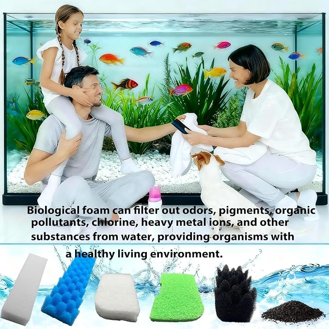 42 Packs 306/307 Canister Filter Replacements Compatible with Fluval 306/307 Aquarium Filters, Includes Filter Media Set with Biofoam, Activated Carbon, and Ceramic Rings, Upgraded Version