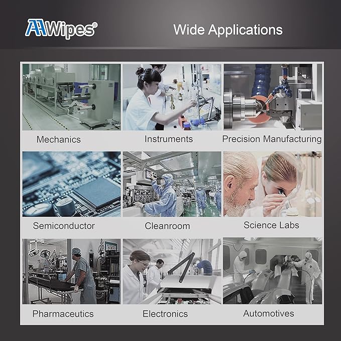 AAwipes Cleanroom Wipes Nonwoven Wipers Cellulose/Polyester Blend (12" x 12" 150PCS) for Lab, Electronics, Pharmaceutical, Printing and Semiconductor Industries (NW06812)