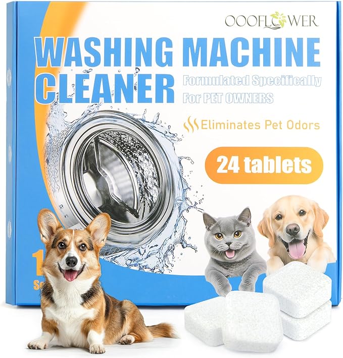 Washing Machine Cleaner Tablets 24 Pack+Broom and Dustpan Set(Beige)