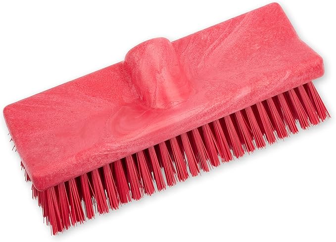 SPARTA 40423EC05 Plastic Floor Scrub Brush, Wall Brush, Equipment Brush With Nonabsorbent Bristles For Industrial Kitchens, Hospitals, Commercial Cleaning, 10 Inches, Red