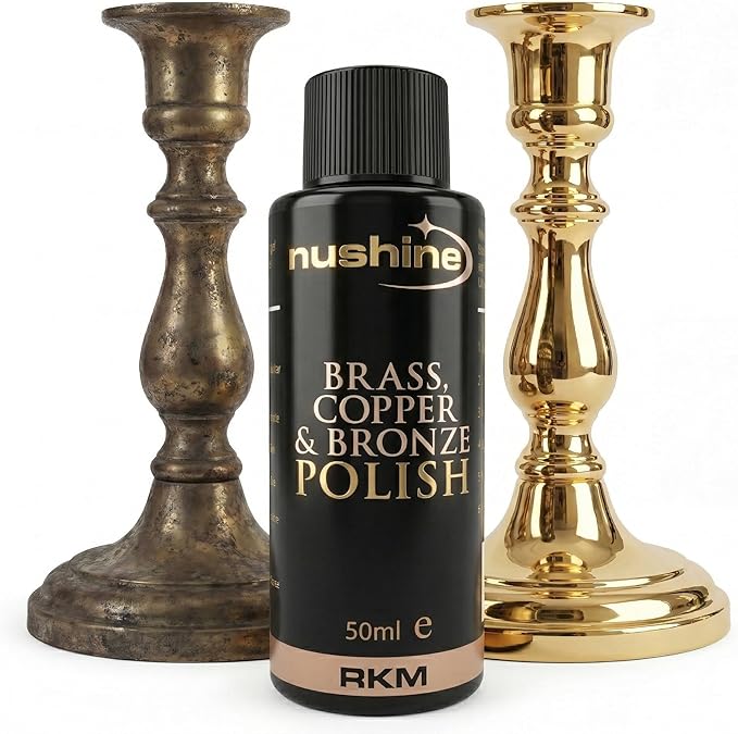 Nushine Brass, Copper & Bronze Polish 1.7 Oz - Ecofriendly, Solvent Free & Contains Anti Tarnish Agent to delay Future Tarnish