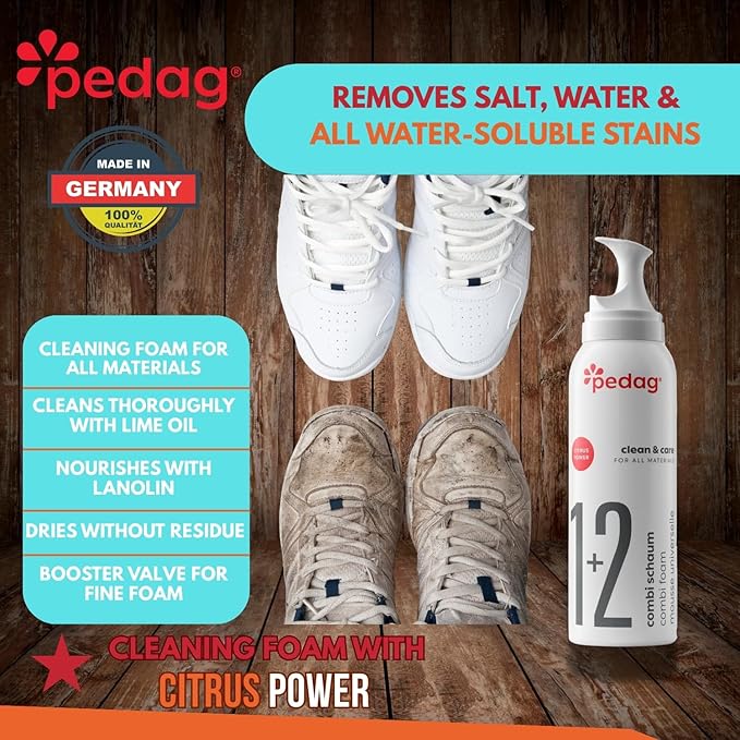 Pedag Shoe Cleaner, Suede Shoe Cleaner & Sneaker Cleaner w/Lime Oil, Lanolin. Amazing as a White Shoe Cleaner, Limpiador de Zapatos. Best Shoe Cleaning Kit for Leather Shoes, Tennis Shoe Cleaner 3.7oz