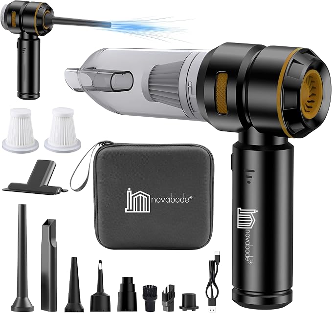 Handheld Vacuum Cordless, Car Vacuum Cleaner, Portable Mini Compressed Air Blower, Duster. Strong Suction Brushless Motor. 4-in-1 21000Pa Wireless Hand Vacuum, Type C Port, for Car, Home, Office.