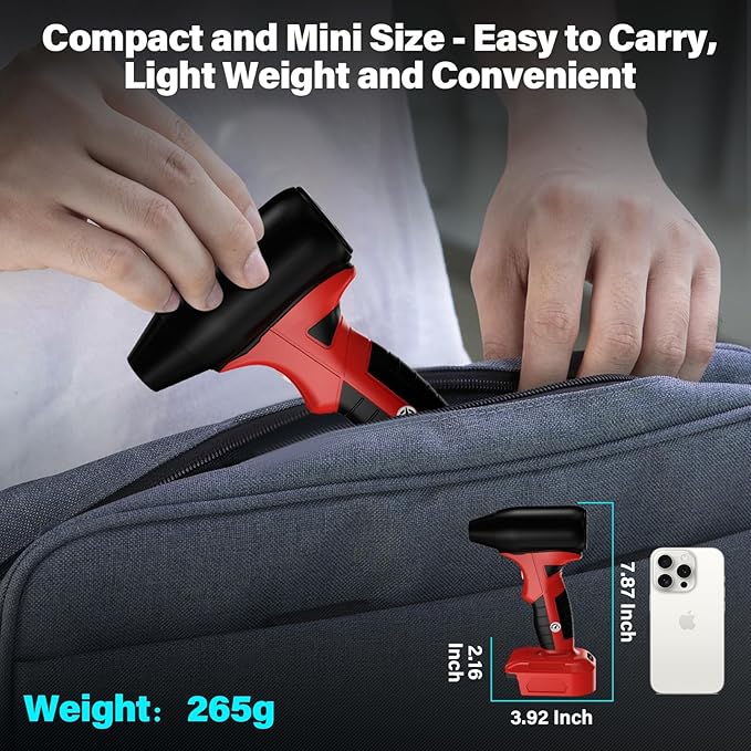 Compressed Air Duster, 130000RPM Air Blowers for Milwaukee 18V M-18 Battery, Cleaning Keyboard&PC 4 Gears Adjustable Wind Speed Cordless Jet Fan Dry Blower for Car,Home,Cleaning,Leaf Blower