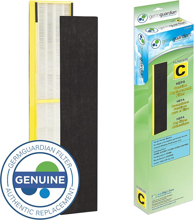 GermGuardian Air Purifier Filter FLT5000 Genuine HEPA Replacement Filter C for AC5000, AC5000E, AC5250PT, AC5350B, AC5350BCA, AC5350W, AC5300B Germ Guardian Air Purifiers