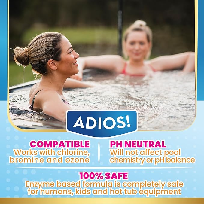 Adios! Hot Tub Scum Stopper – Remove Scum, Reduce Foam and Neutralize Odors from Spas and Hot Tubs, 32 oz (Quart)
