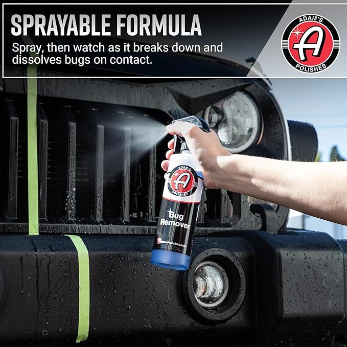 Adam's Car Bug Remover (16oz) - Powerful Car Bug Remover For Car Detailing | All Purpose Spray Removes Bug & Tar From Plastic, Rubber, Metal, Chrome, Glass, RV, Boat, Motorcycle