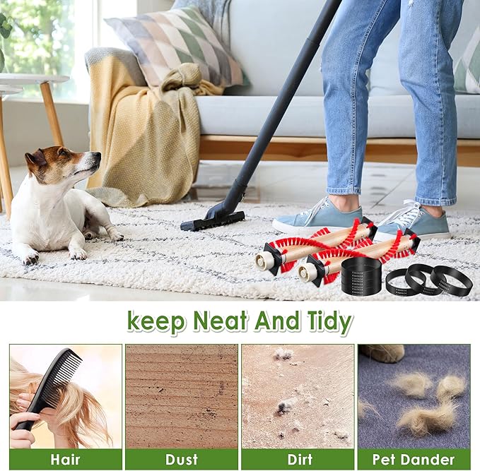 Landhoow 2 Roller Brushes, 6 Vacuum Belts, Replacement for Oreck XL Upright Vacuum Cleaner, Keep Home, Office Neat