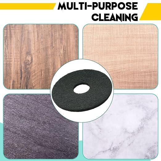 Teenyyou 2 Pcs 17" Black Scrubbing Pads Commercial Cleaning Orbiter Pads-Maintenance Non Woven for Floor Buffer Machine