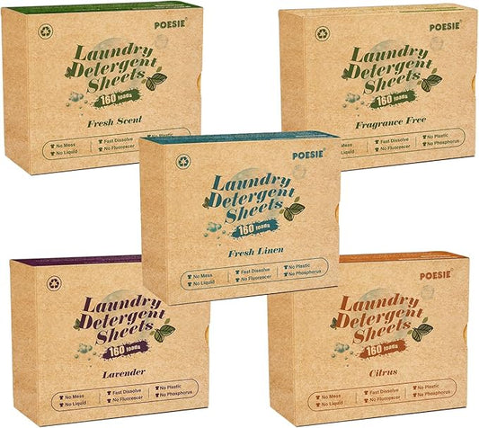 Poesie Laundry Detergent Sheets Multiple Scent 800 Loads Great For Home Dorm Travel Apartments Save Space Easy to Use