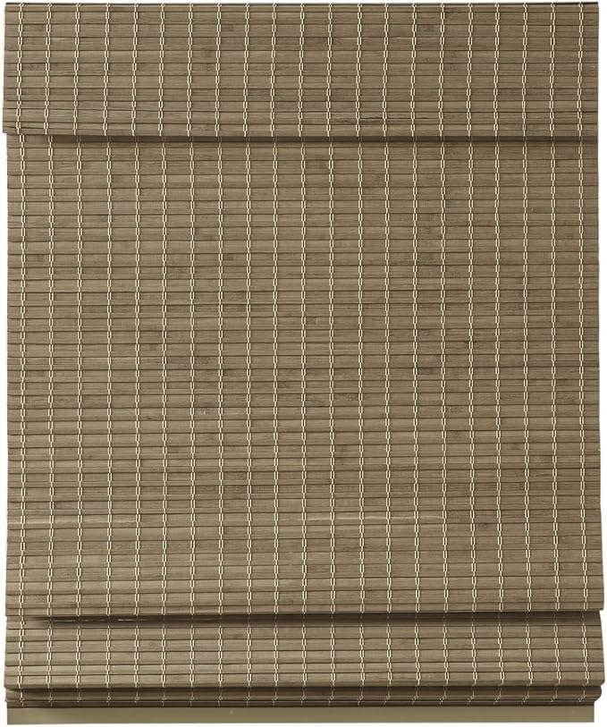 Madison Park Eastfield 100% Bamboo Cordless Roman Shades-Woven Wooden Privacy Panel, Light Filtering Easy Installation Window Blind Treatment, Bedroom, Living Room Decor, 35" W x 64" L, Natural Ash