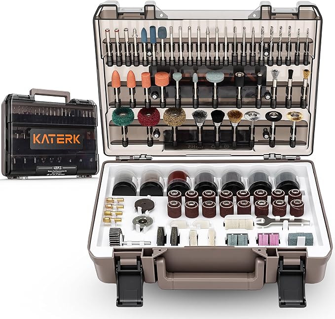Katerk 420PCS Rotary Tool Accessories Kit Universal Drill Bit Tool Set Fits Dremel Rotary Tool 1/8" Shanks for Easy Cutting, Sanding, Polishing, Carving, Grinding, Sharpening, Drilling, Engraving