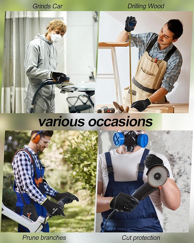 Maxcheck PU Coated Gloves Bulk, Reusable Rubber Safety Gloves for Men Women Work Warehouse, Mechanic, Woodworking