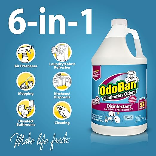 OdoBan Disinfectant Concentrate and Odor Eliminator, Made in the USA, Cotton Breeze Scent, 4 Gallons