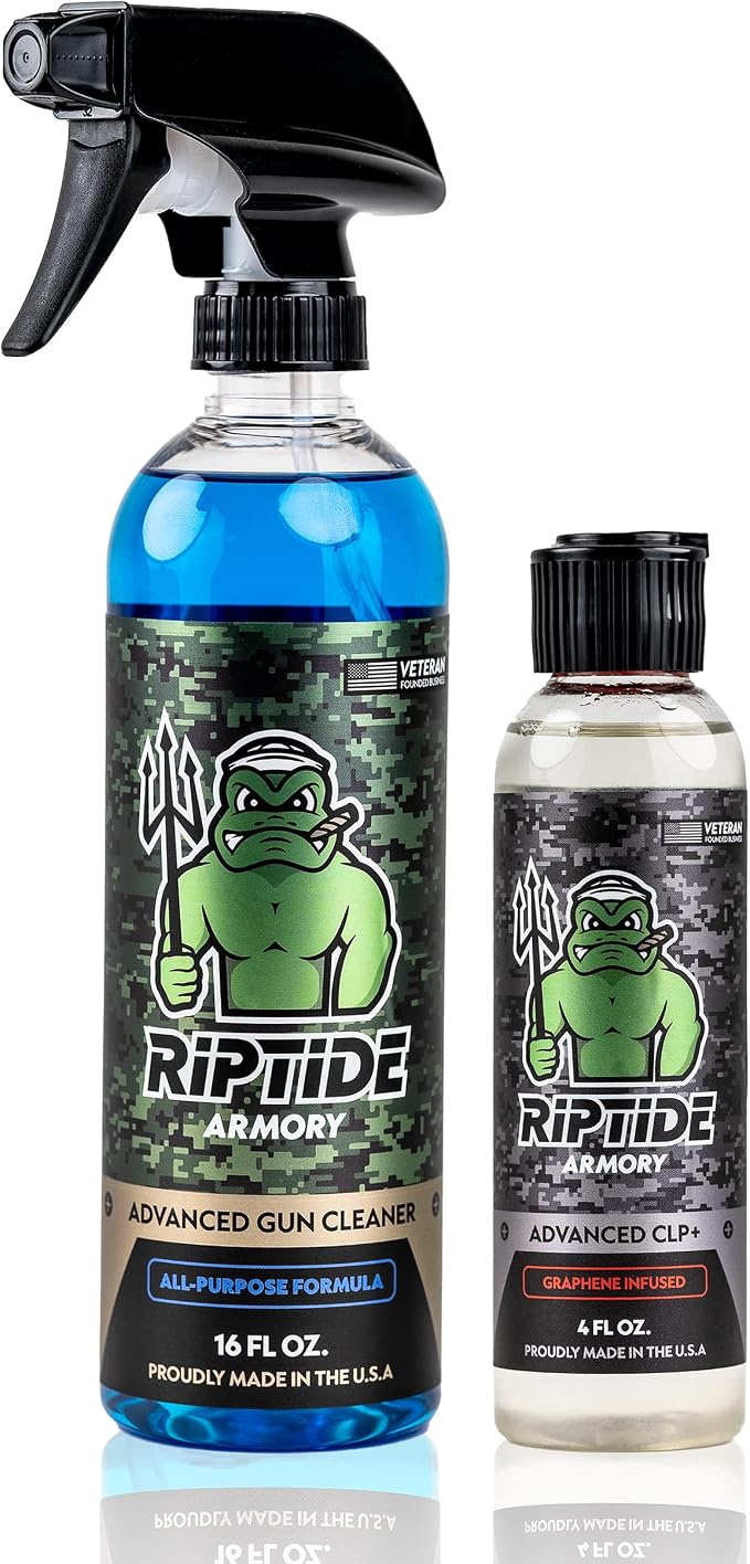 Riptide Armory Advanced Gun Cleaner & CLP+ Graphene 2 Step Kit - Clean, Lube, Protect Long-Lasting Formula - Nano Coat Technology - Veteran Founded & Formulated by Former US Navy Seal