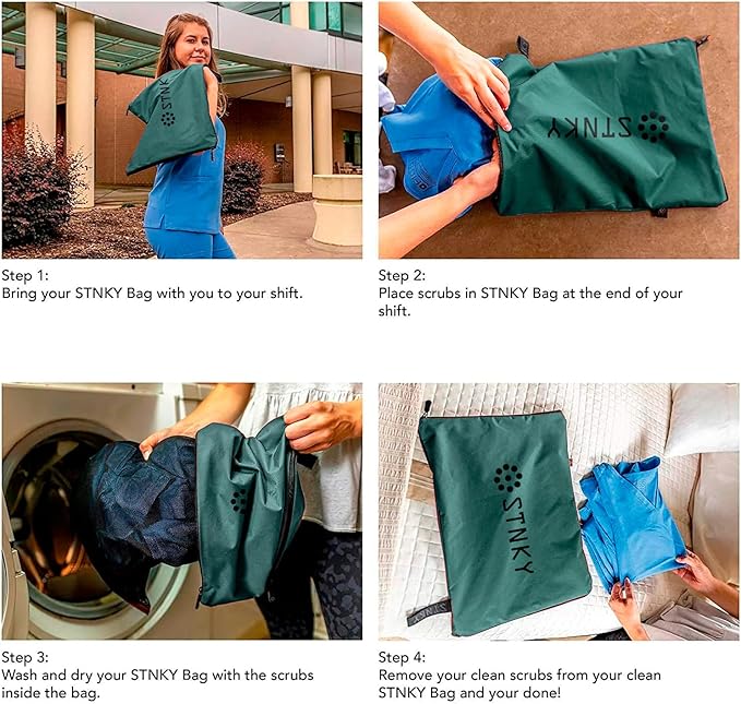STNKY Bag Pro - Laundry Bags With Zips, Handles and Internal Mesh Bag for Travel, Yoga, Healthcare, Gym Kit, Laundry (XL, Forest Green)