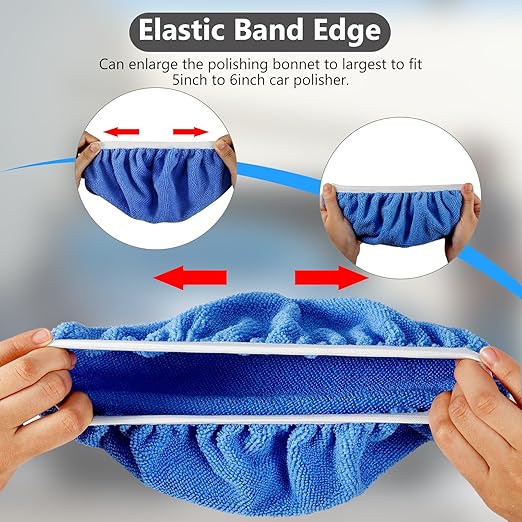 20 Pcs Polishing Bonnet Pads,5-6 Inc Buffer Bonnet Waxers Bonnet,Soft Microfiber Car Polisher Pad Bonnet,Car Buffer Bonnets,Buffing Pad Cover for Car Polisher, Blue