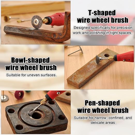 103 PCS Polishing Kit Compatible with Dremel Tools, 1” Mini Wire Brush Bits for Rotary Tool Accessories, Abrasive Buffing Wheels 120-800 Grit, 1/8 in Shank, Small Sanding Kit for Metal, Resin, Wood