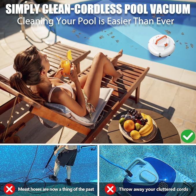 2026 Cordless Robotic Pool Cleaner, Pool Vacuum for Above Ground Pool with 120 Mins Runtime, Auto-Parking Robot Pool Cleaner for Inground Flat Pools Up to 1000 sq.ft
