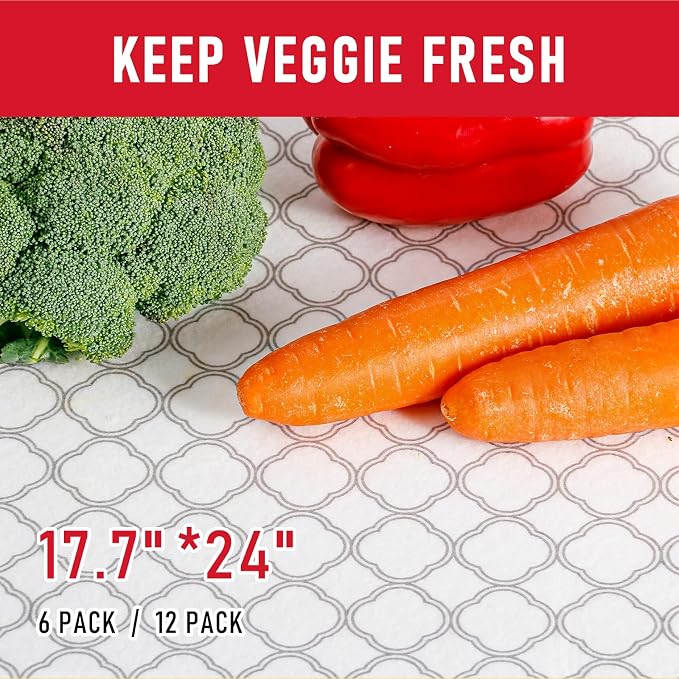 Cooyes Non Slip Refrigerator Liners, 2 in 1 Absorbent Fridge Liners and Fresh Mats Machine Washable, Refrigerator Shelf Paper for Glass Shelves Kitchen Cabinet Drawer