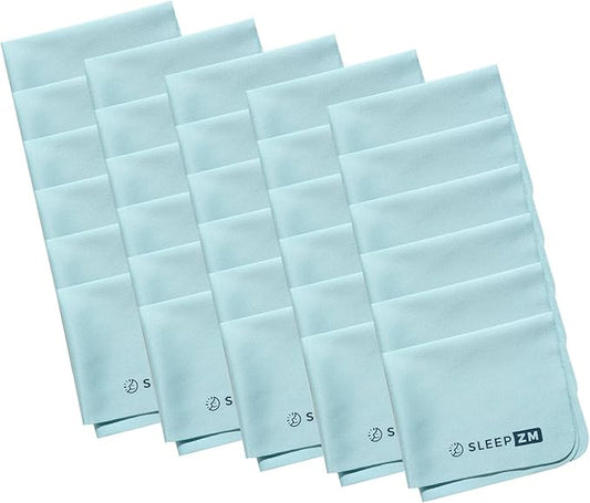 Sleep ZM 30 Pack Special Blue Light Glasses Microfiber Cleaning Cloths - Safe and Effective Cleans Lenses, Screens, Cameras, Eyeglasses, Cell Phone, LCD TV Screens and More (6X7)