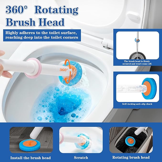 Disposable Toilet Brush,with 24 Refill Heads and Holder,Clean Brush Starter Kit,with 1 Toilet Wand, 1StorageCaddy and,3Fragrant Tablet, Toilet Wand Kit,Deep Cleaning Bathroom.
