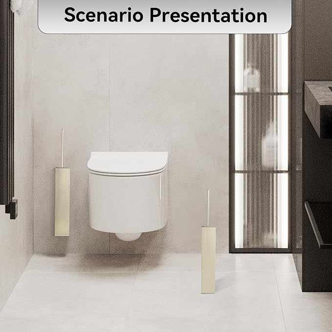 Brushed Gold Toilet Brush with Holder,Durable Cleaning Toilet Bowl Brushes with Holders
