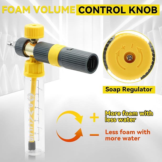 PWACCS Pressure Washer Gun with Foam Cannon, 100 ML | Mini No-Dilution Foam Cannon Pro Power Wash, Soap Cannon, 4 Nozzle Tips, For Car Wash
