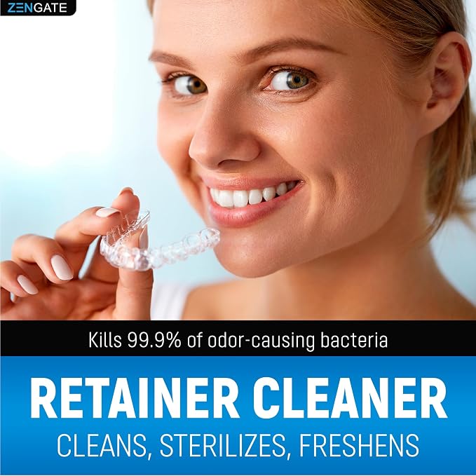 ZENGATE Retainer Cleaner Tablets for Dentures, Retainers, Aligners & Mouth Guards – 240 Denture Cleaning Tablets (8 Month Supply), Removes Plaque, Stains & Odor – FSA HSA Eligible