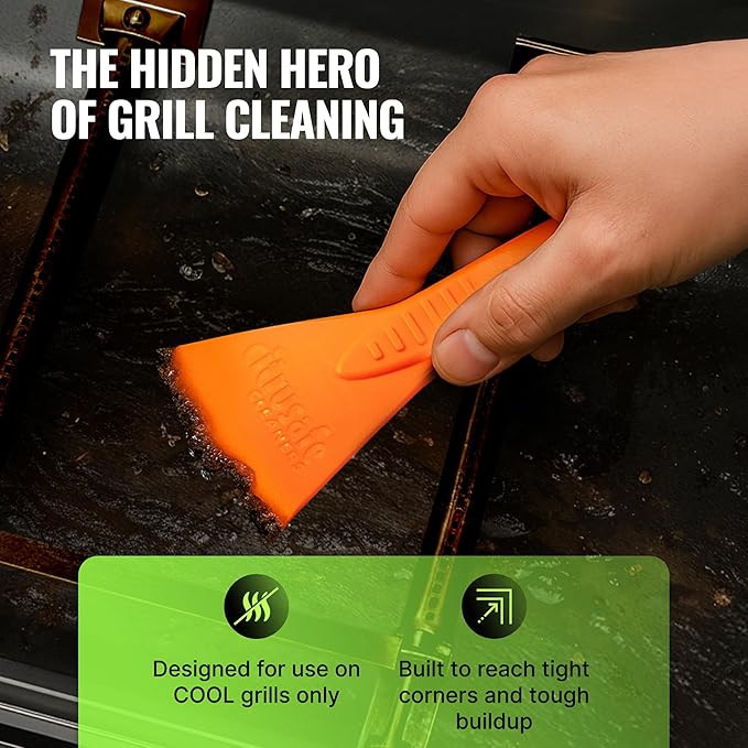 CitruSafe 3in1 Nylon Grill Brush with Cookbox Scraper - Made in USA - Non Metal, No Wire Bristles, Safe BBQ Brush for Outdoor Grills - Grilling Accessories & Tools to Clean Cool Grill Grates