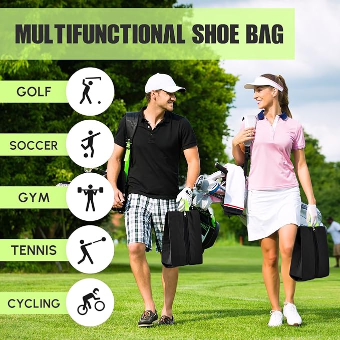 2 Pcs 2 Pack 4 Layer Smell Proof Cleat Bag Fits up to Size 14, Odor & Mud Resistant Cleat Storage, Waterproof, Fits Soccer, Football, Baseball & Golf Shoes (Black)