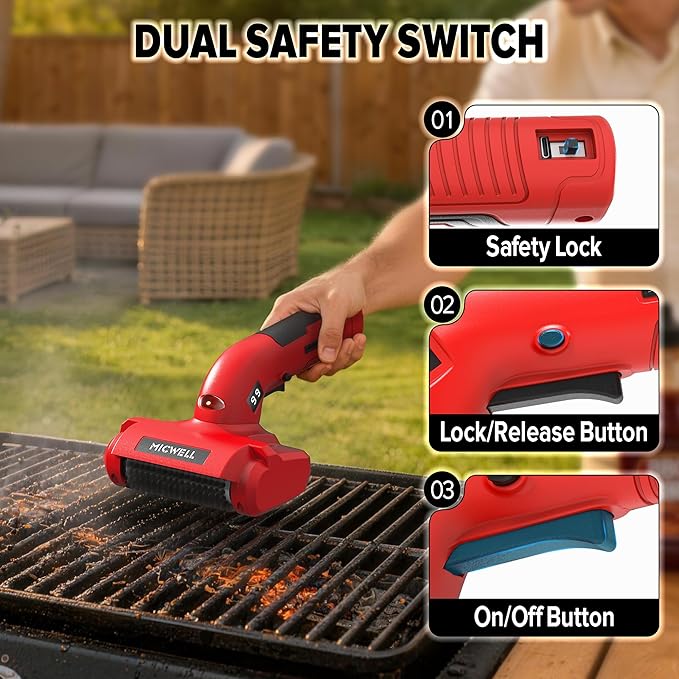 Electric Grill Brush and Ice Scraper Brush, BBQ Grill Brush for Outdoor Grill with LED Light, Rechargeable Bristle Stainless Steel Grill Cleaning Brush