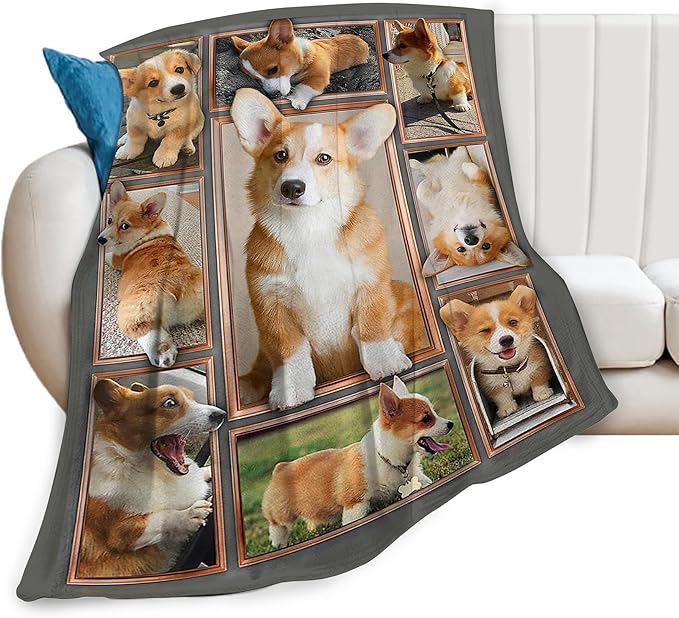 Corgi Dog Throw Blanket - Soft, Warm & Cozy Fleece for Couch, Sofa & Bed - 80"x60" - Perfect for Girls, Women, Kids & Adults