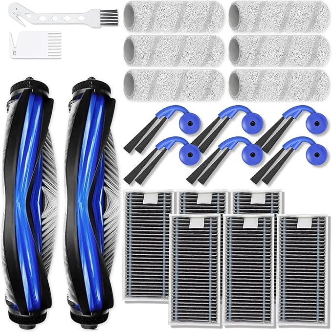 Accessories Kit Compatible with Yeedi S20 Infinity Robot Vacuum,2 Main Brush, 6 HEPA Filter, 6 Roller Mop, 6 Side Brushes,Replacement Parts