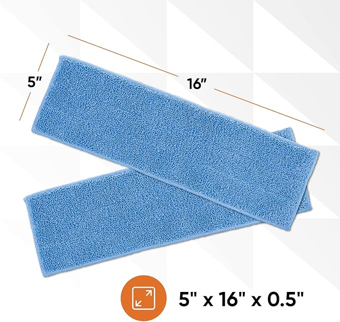 Superio Microfiber Mop Pads Washable Microfiber Refill for Superio Miracle Mop, Microfiber Mop Replacement Head with Velcro, 16 Inch Blue Mop Refill for Flat, Spray Mop Set, 12 Pack