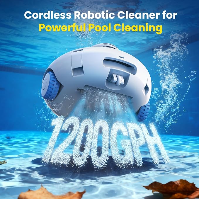 [2026 New] AQUVII K2 Pool Robotic Pool Cleaner, 120-Min Runtime, Powerful Suction for Above Ground & In-Ground Flat Pools up to 1140 Sq.ft, Self-Parking, Lightweight