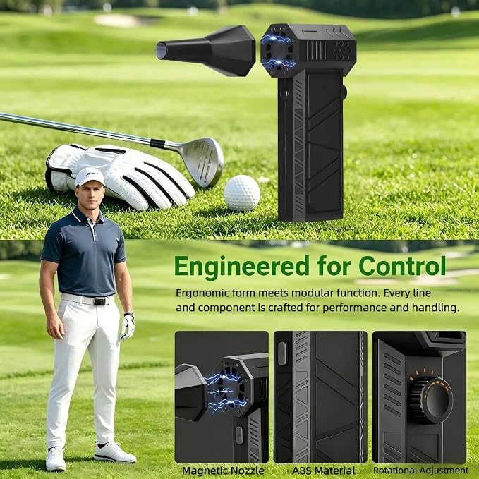 Air Caddy Golf Blower, Compressed Air Duster, Portable Electric Air Duster | 130000RPM Super Power Air Duster, 10 different cleaning brushes, Suitable for Keyboard Car Home Outdoor Cleaning