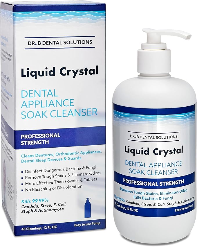 Dr. B Dental Liquid Crystal Soak Cleanser & Solutions Ultrasonic Cleaner Bundle | Complete Appliance Cleaning System for Dentures, Night Guards, Retainers & Aligners