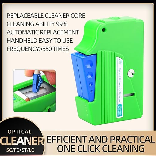 Fiber Optic Cleaning Box for SC/LC/FC Connectors, Professional Fiber Adapter Port Cleaner Kit