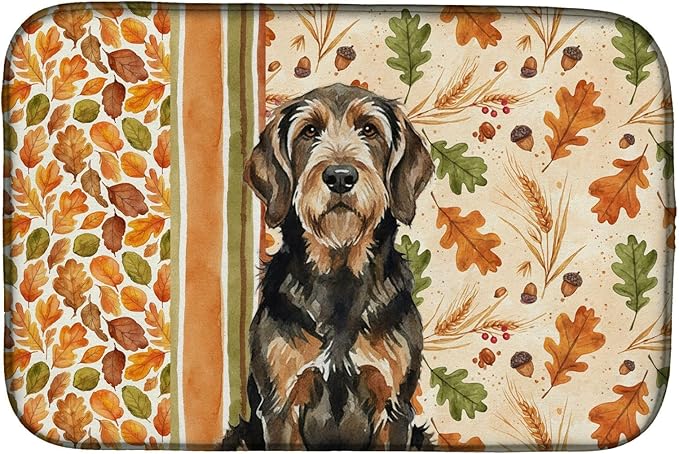 Caroline's Treasures Black and Tan Otterhound Heirloom Fall Dish Drying Mat Absorbent Dish Drying Mat Pad for Kitchen Counter Dish Drainer Mat for Countertop, 14 x 21", Multicolor